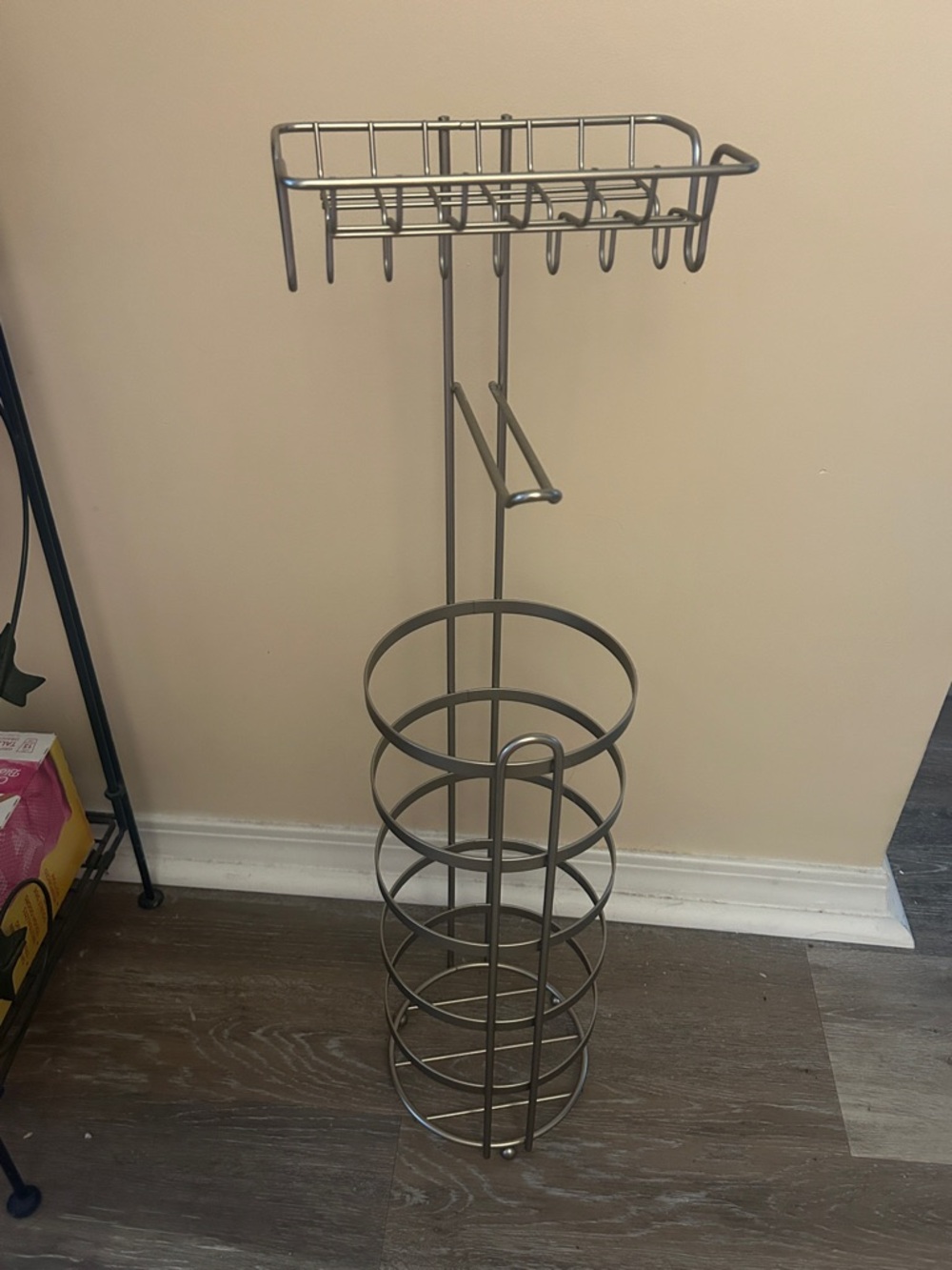 Metal Bathroom Organizer Stand in Brushed Silver - Like New